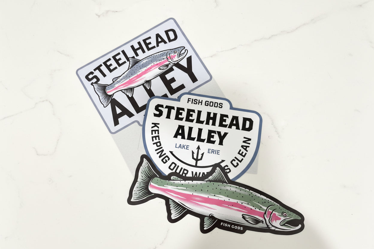 Fish God Design Sticker Steelhead Alley Lake Erie Sticker Pack | Fish Gods Decals – Fish Gods Co